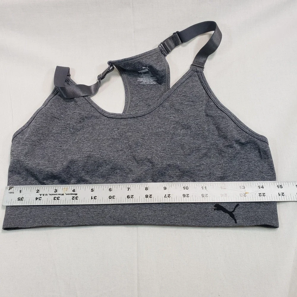 Puma Womens‎ XL Gray Heathered Seamless Racerback Sports Bra Adjustable Straps